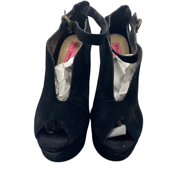 Betsey Johnson Elianna Black Suede Platform Heels Women’s 8.5M - Picture 1 of 9